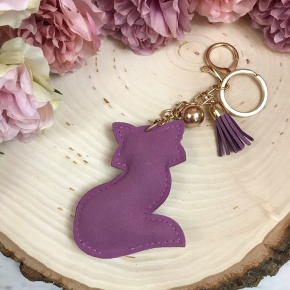 Purple & SilverRhinestone Fox Keychain with Tassel Charm - Picture 5 of 6